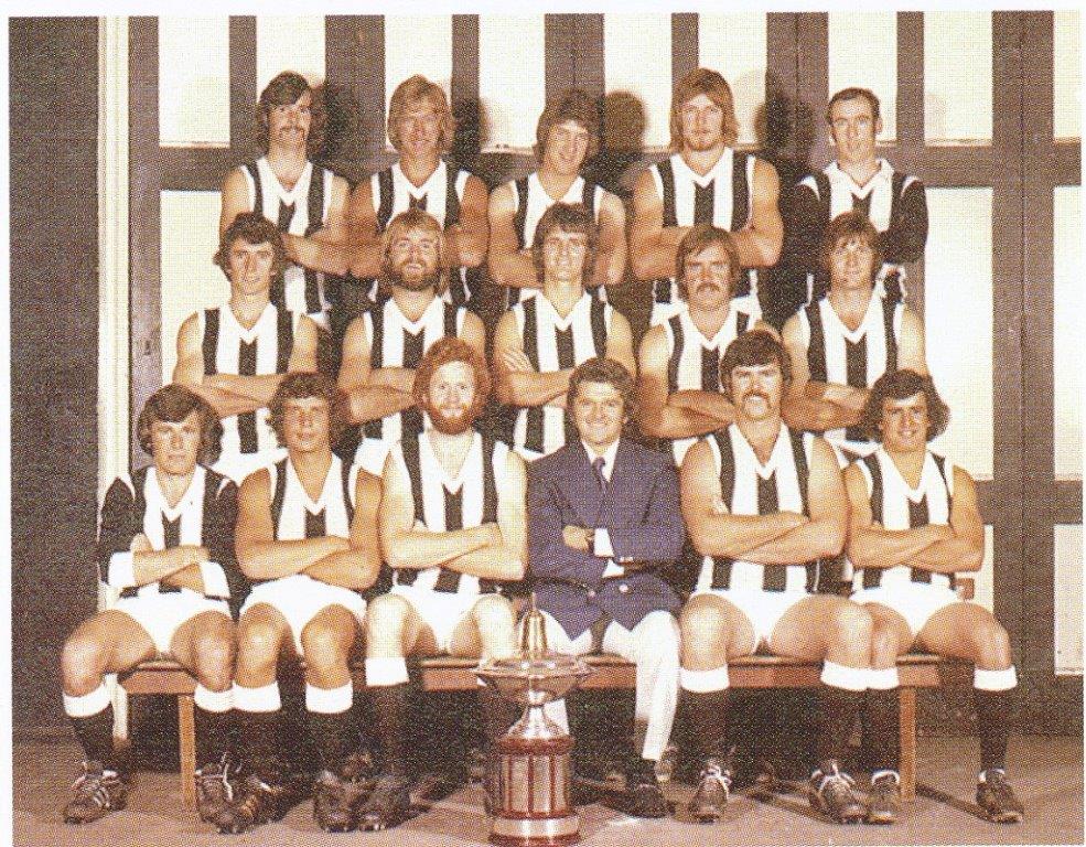 1975 - Brunswick Premiers; Former Blues front row from left; D. Skidmore (2nd), J. Warden (3rd) & D. Baird (5th) .jpg
